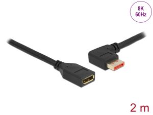 Delock DisplayPort Verlängerungskabel Stecker 90° links gewinkelt zu Buchse 8K 60 Hz 2 m
