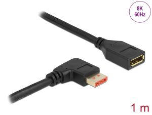Delock DisplayPort Verlängerungskabel Stecker 90° rechts gewinkelt zu Buchse 8K 60 Hz 1 m
