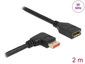 Delock DisplayPort Verlängerungskabel Stecker 90° rechts gewinkelt zu Buchse 8K 60 Hz 2 m