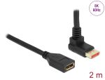 Delock DisplayPort Verlängerungskabel Stecker 90° oben gewinkelt zu Buchse 8K 60 Hz 2 m