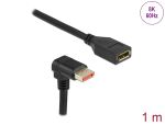 Delock DisplayPort Verlängerungskabel Stecker 90° unten gewinkelt zu Buchse 8K 60 Hz 1 m