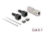 Delock RJ45 Verbinder LSA zu LSA mit Knickschutztülle Cat.8.1 werkzeugfrei