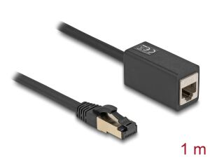 Delock Netzwerk Verlängerungskabel RJ45 Stecker zu RJ45 Buchse Cat.8.1 S/FTP 1 m schwarz