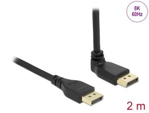 Delock DisplayPort Kabel Stecker gerade zu Stecker 90° oben gewinkelt 8K 60 Hz 2 m ohne Einrastfunktion