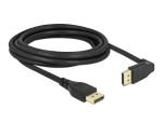 Delock DisplayPort Kabel Stecker gerade zu Stecker 90° oben gewinkelt 8K 60 Hz 3 m ohne Einrastfunktion