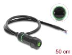 Delock Kabel RJ45 Buchse zu offene Kabelenden zum Einbau Cat.6 mit M16,8 x 1,5 mm Gewinde und Gehäuse 50 cm schwarz