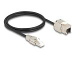 Delock Kabel RJ45 Stecker feldkonfektionierbar zu Keystone Modul RJ45 Buchse Cat.6A 1 m