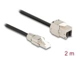 Delock Kabel RJ45 Stecker feldkonfektionierbar zu Keystone Modul RJ45 Buchse Cat.6A 2 m
