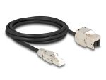 Delock Kabel RJ45 Stecker feldkonfektionierbar zu Keystone Modul RJ45 Buchse Cat.6A 2 m