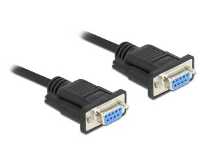 Delock RS-232 Kabel Seriell D-Sub 9 Buchse zu Buchse Nullmodem mit schmalem Steckergehäuse - Full Handshaking - 1 m