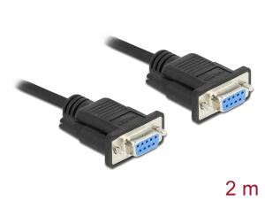 Delock RS-232 Kabel Seriell D-Sub 9 Buchse zu Buchse Nullmodem mit schmalem Steckergehäuse - Full Handshaking - 2 m
