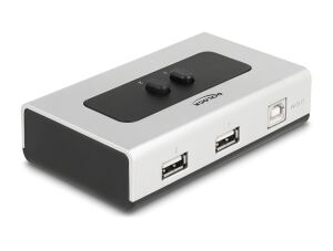Delock Umschalter USB 2.0 mit 1 x Typ-B Buchse zu 2 x Typ-A Buchse manuell bidirektional