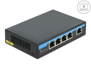 Delock Gigabit Ethernet Switch 4 Port PoE + 1 RJ45