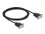 Delock RS-232 Kabel Seriell D-Sub 9 Buchse zu Buchse Nullmodem mit schmalem Steckergehäuse - CTS / RTS auto control - 2 m