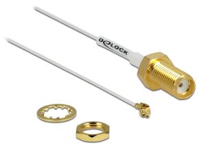 Delock Antennenkabel SMA Buchse zum Einbau zu I-PEX Inc., MHF® II Stecker 0.81, 20 cm Gewindelänge 10 mm