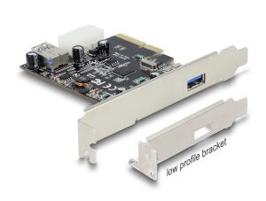 Delock PCI Express x4 Karte > 1 x extern + 1 x intern SuperSpeed USB 10 Gbps (USB 3.1 Gen 2) Typ A Buchse