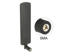 Delock LTE Antenne SMA Stecker 2 dBi omnidirektional drehbar mit Kippgelenk schwarz