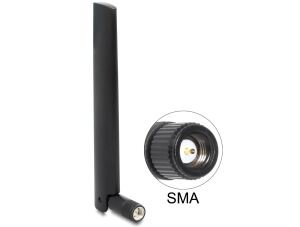Delock NB-IoT 900 MHz Antenne SMA Stecker 3 dBi omnidirektional mit Kippgelenk schwarz