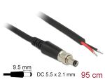 Delock Stromversorgungskabel DC 5,5 x 2,1 x 9,5 mm verschraubbar zu offenen Kabelenden 95 cm