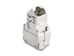 Delock Keystone Modul RJ45 Buchse zu LSA Cat.6A 45° gewinkelte Buchse geschirmt 180° Kabelführung werkzeugfrei Metall