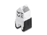 Delock Keystone Modul RJ45 Buchse zu LSA Cat.6A 45° gewinkelte Buchse ungeschirmt 180° Kabelführung werkzeugfrei schwarz / weiß