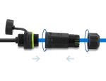 Delock Dual Kabelverbinder RJ45 Buchse zu RJ45 Buchse Cat.6A zum Einbau mit M20 x 1,5 mm Gewinde IP68 staub- und wasserdicht 0,5 m schwarz