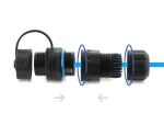 Delock Kabelverbinder RJ45 Buchse zu RJ45 Buchse Cat.6A mit M20 x 1,5 mm Gewinde und Verschlusskappe mit Gehäuse IP68 staub- und wasserdicht