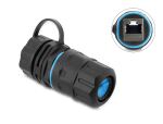 Delock Kabelverbinder RJ45 Buchse zu RJ45 Buchse Cat.6A mit M23,5 x 1,5 mm Gewinde und Verschlusskappe mit Gehäuse IP68 staub- und wasserdicht