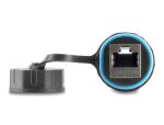 Delock Kabelverbinder RJ45 Buchse zu RJ45 Buchse Cat.6A mit M23,5 x 1,5 mm Gewinde und Verschlusskappe mit Gehäuse IP68 staub- und wasserdicht