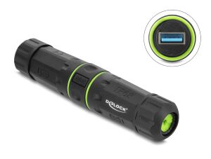 Delock Kabelverbinder USB 5 Gbps Typ-A Buchse zu USB 5 Gbps Typ-A Buchse mit M20 x 1,5 mm Gewinde IP68 staub- und wasserdicht