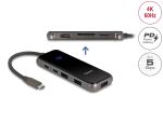 Delock USB Type-C™ Dockingstation 4K - HDMI / USB Hub / SD - Micro SD Slot / PD 3.0 85 W Oberfläche aus gehärtetem Glas