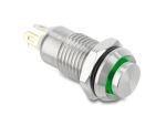 Delock Drucktaster zum Einbau 8 mm 4 x Lötanschluss LED tastend hoch Ring grün