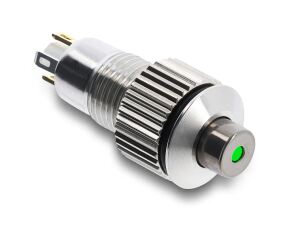 Delock Drucktaster zum Einbau 8 mm 4 x Lötanschluss LED grüner Punkt tastend sehr hoch