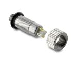 Delock Drucktaster zum Einbau 8 mm 4 x Lötanschluss LED grüner Punkt tastend sehr hoch
