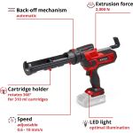 Einhell Power X-Change Akku-Kartuschenpistole TE-SG 18/10 Li - Solo, 18Volt (rot/schwarz, ohne Akku und Ladegerät)