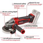 Einhell Power X-Change Akku-Winkelschleifer TE-AG 18/115 Q Li Solo, 18Volt (rot/schwarz, ohne Akku und Ladegerät)