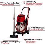 Einhell Professional TP-VC 36/30 S Auto - Solo, 36Volt (2x18V), Nass-/Trockensauger (rot/edelstahl, ohne Akku und Ladegerät)