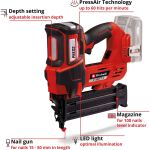 Einhell Professional Akku-Nagler FIXETTO 18/50 N - Solo, 18Volt (rot/schwarz, ohne Akku und Ladegerät)