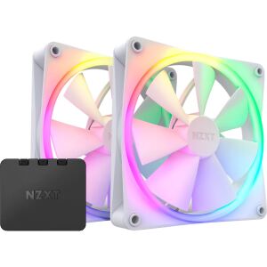 NZXT Europe F140 RGB DUO Twin 140x140x25 (weiß, 2er Pack, inkl. RGB-Controller, 140 mm)