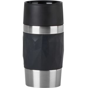EMSA TRAVEL MUG Compact Thermobecher (schwarz/edelstahl, 0,3 Liter, Drehverschluss)