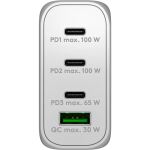 Goobay USB-C PD Multiport-Schnellladegerät 100 Watt (weiß, 1x USB-A QC, 3x USB-C PD, GaN-Technologie)