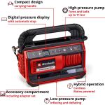 Einhell Power X-Change Hybrid-Kompressor PRESSITO 18/25 Hybrid (rot/schwarz, 18Volt / 220Volt, ohne Akku und Ladegerät)