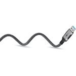 Goobay Ethernet-Kabel USB-A 3.2 Gen1 Stecker > RJ-45 Stecker (schwarz/silber, 1 Meter, geflochtener Textilmantel)