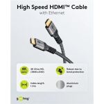 Goobay Plus High-Speed-HDMI-Kabel mit Ethernet, 4K @ 60Hz (grau, 3 Meter)