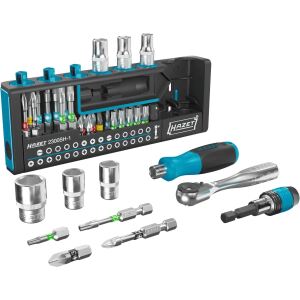 HAZET SmartHolder 2300SH-1, Steckschlüssel- und Bit-Satz 1/4" (schwarz, 39-teilig, inkl. Feinzahn-Umschaltknarre)