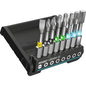 HAZET SmartHolder 2304SH-12, Bit-Satz 1/4" (schwarz, 8-teilig, lange Bits mit Torsionszone)