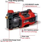 Einhell Akku-Gartenpumpe AQUINNA 36/34, 36Volt (2x18V) (rot/schwarz, ohne Akku und Ladegerät)