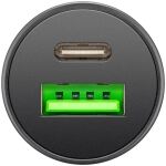 Goobay Dual-USB Auto-Schnellladegerät 45 Watt (schwarz, 1x USB-C, 1x USB-A, Power Delivery, 12 / 24 Volt)