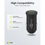 Goobay Dual-USB Auto-Schnellladegerät 45 Watt (schwarz, 1x USB-C, 1x USB-A, Power Delivery, 12 / 24 Volt)