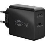 Goobay USB-C Dual-Schnellladegerät 36 Watt (schwarz, 2x USB-C, Power Delivery)